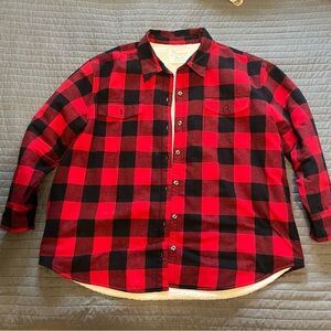 Natural Reflections Red and Black Plaid Fleece-Lined Shirt